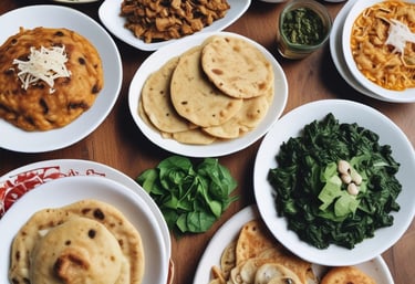 Close-up of a golden, freshly cooked pupusa on a rustic plate.