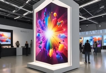 A vibrant trade exhibition hall bustling with African entrepreneurs showcasing products.