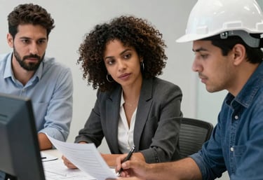 Technician installing a fire sprinkler system in an industrial facility.