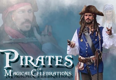 Professional Jack Sparrow pirate impersonator for hire at Pirates of Magical Celebrations events.