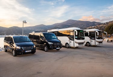 Complete fleet of luxury Mercedes vans and Otokar buses for Sifnos transfers