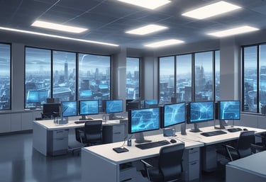 Technician working on a server rack in a modern data center.