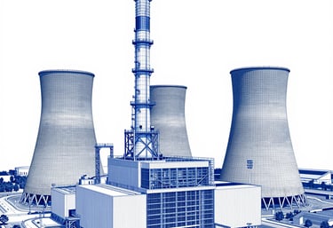 Engineer reviewing detailed telecommunication system blueprints in a modern office.