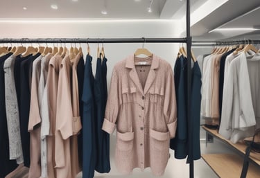 Rows of neatly folded men’s and women’s apparel ready for wholesale delivery.