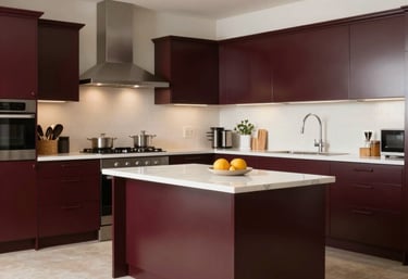 Elegant modern kitchen with sleek surfaces and warm lighting showcasing premium craftsmanship.
