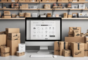 Close-up of hands packaging products ready to be shipped via Amazon FBA.