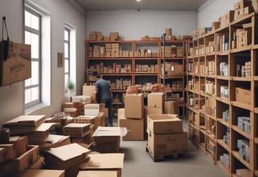 Small business team discussing AI integration around a laptop in a cozy office.
