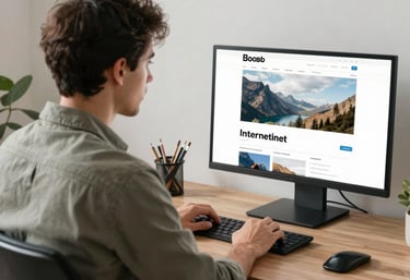 A creative team collaborating around a computer with design sketches and video editing tools.