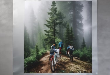 a man riding a skateboard down a street next to tall buildings