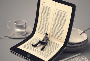 Stack of colorful ebooks with a golden bookmark on a white desk.