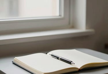 A calm workspace with a laptop displaying recovery resources and a cup of tea nearby.