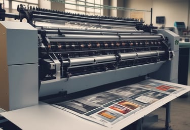 A printing machine in action producing large format prints.