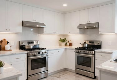 A clean, bright, and professionally restored modern kitchen in a Florida home, showing the high-quality results after water damage remediation.