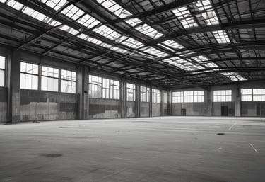 Workers carefully handling large machines during a relocation inside a warehouse.