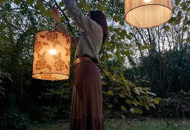 suspensions luminaire tissu teinture végétale