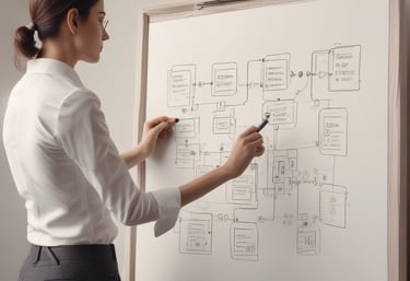Organized workspace with files, laptop, and coffee cup symbolizing order.