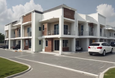 A vibrant petrol station with vehicles refueling under a bright sky in Abeokuta.