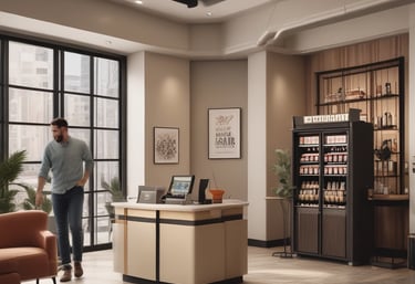 A vending machine withVarious snacks are visible inside the machine, with dim lighting in the surrounding environment.