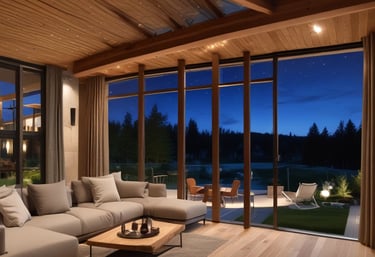 a living room with a couch and a table