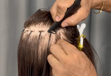 Curso mega hair ponto americano aplicação