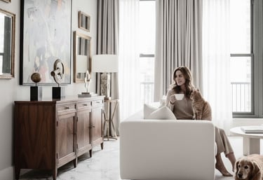 Editor at home with her cat and dog, founder of Fancy Paw Club, an editorial platform featur