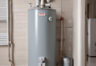 Three white water pipes with black valve wheels representing plumbing systems and services in Snow C