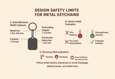 a chart of Design Safety Limits for Metal Keychains