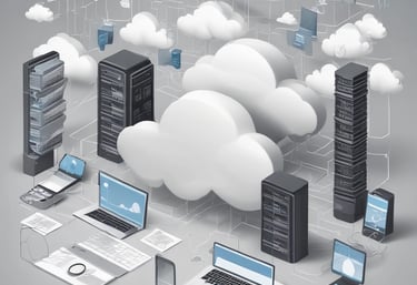 A cloud computing graphic representing digital services.
