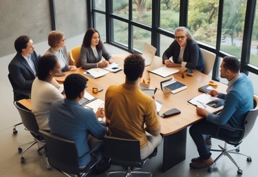 A modern office environment showcasing IT professionals at work.