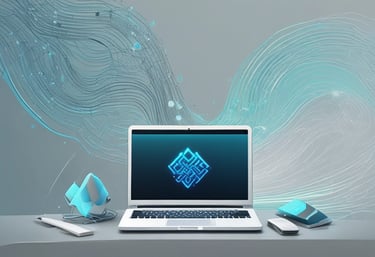 A padlock sits atop a stack of credit cards on a keyboard, with a bluish hue and digital streaks in the background, suggesting themes of digital security and privacy.