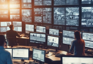 A team analyzing security footage on a computer.