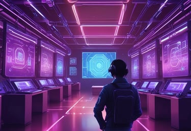 A white mask with distinct black features is placed on an open server tray in a data center or server room. The server is equipped with various LED indicators and network ports, suggesting an active setup.