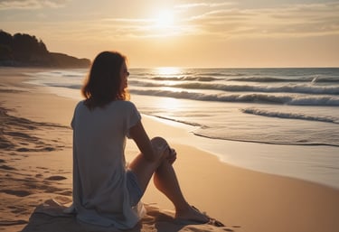 a man sitting on top of a rock near the ocean
