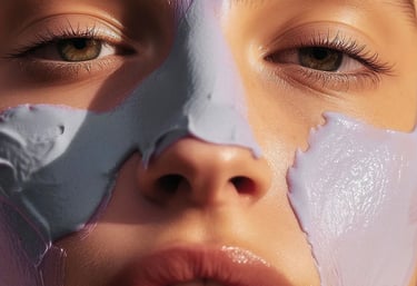 a woman with a blue face mask on her face