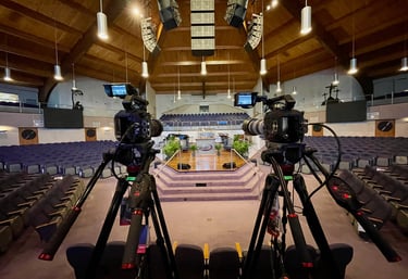 Cameras and speakers installed in a church