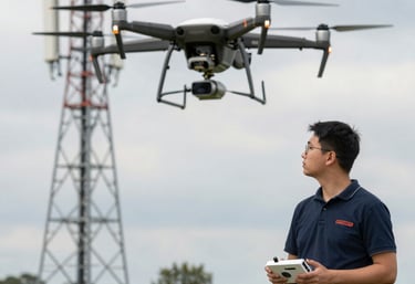 A skilled technician adjusting a radio communication device in a modern workspace.
