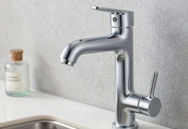 A skilled plumber fixing a water pipe in a cozy Spanish home kitchen.