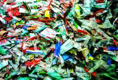 Small cutting recycle plastic photo stock 