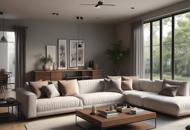 A person wearing a gray coat and blue gloves is cleaning a table in a room with a tiled floor and cream-colored walls. There are several posters on the wall and a light fixture above. To the left, there are stacked chairs and some tables.