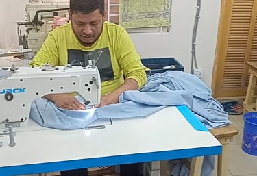 Operator operate sewing machine