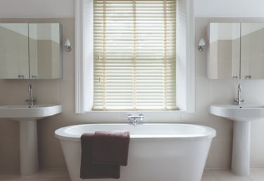 Faux wood Venetian blinds