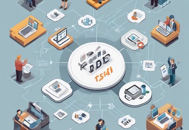 Close-up of hands exchanging business cards during a recruitment meeting in a corporate setting.