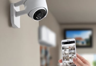 a man riding a skateboard down a street next to tall buildings