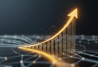 goldene Wachstumskurve, die auf Datenanalysen basiert und steil nach oben zeigt.
