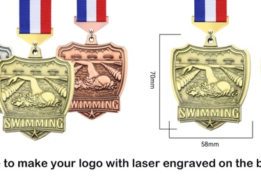 It’s available to make your logo with laser engraved on the back of medals.