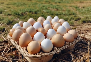 a basket of eggs on a basket of eggs