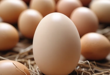 a large egg egg laying on hay with eggs