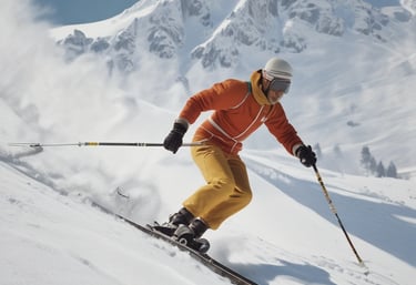 Skiers enjoying fresh powder on a sunny day in Pinzolo ski area.