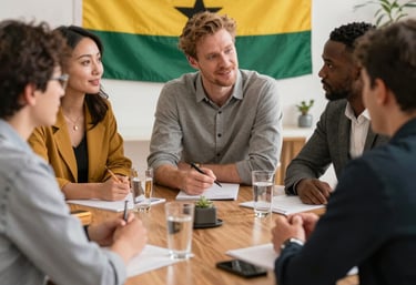 Business professionals shaking hands in a modern office setting symbolizing partnership.