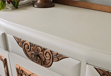 Angle view of sideboard painted in Sophie James Cornish Cream - by Julia - Absolutely Mintage